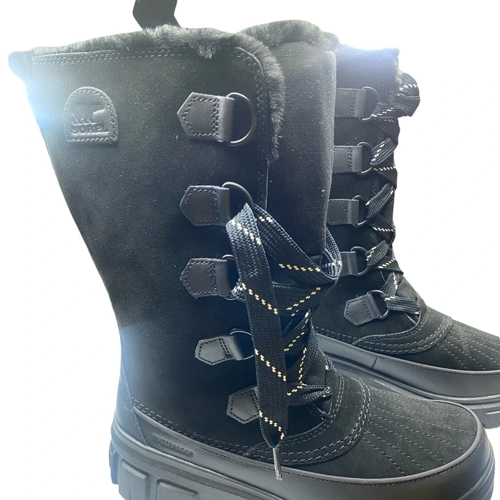 Black Sorel Winter Boots with Fur Trim Woman’s 8.5 - Picture 8 of 10